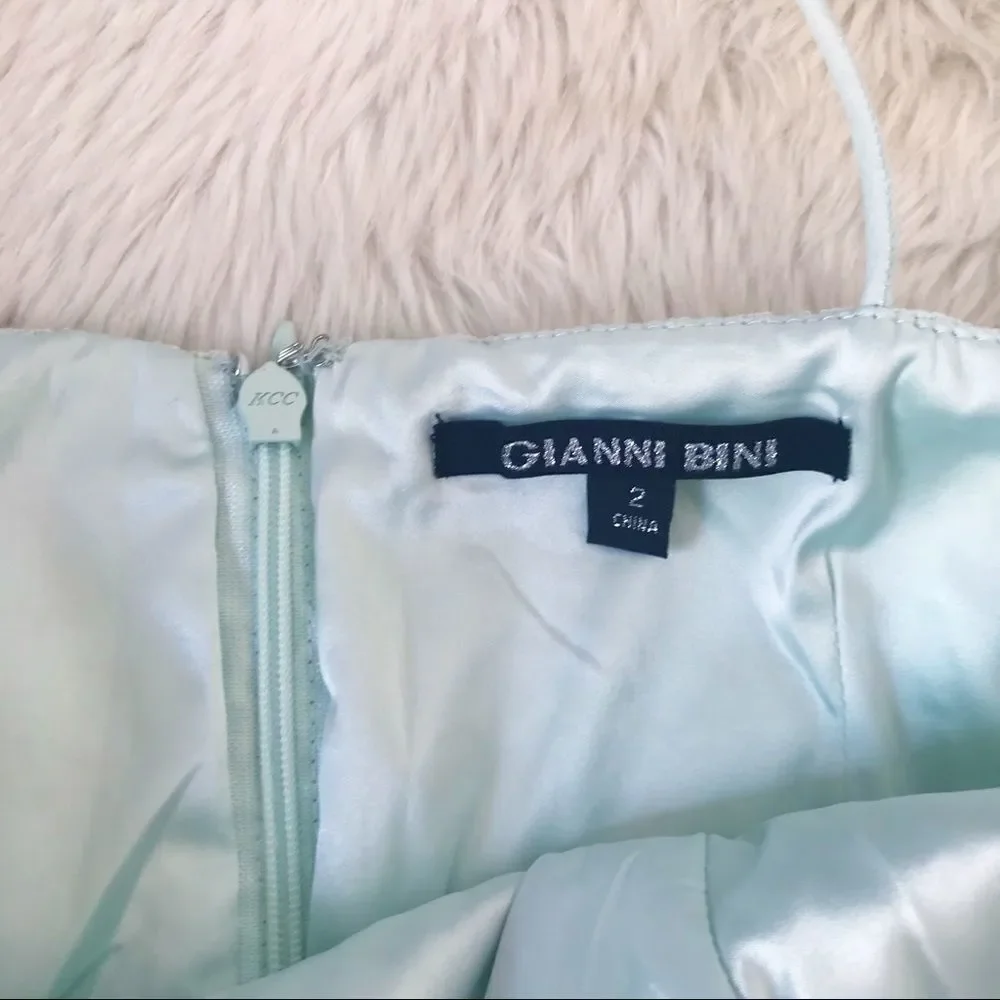 GIANNI BINI Mint Green Lace Midi Dress Cocktail Spaghetti Strap‎ Size 2 New